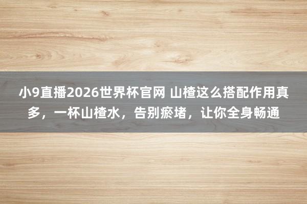 小9直播2026世界杯官网 山楂这么搭配作用真多，一杯山楂水，告别瘀堵，让你全身畅通