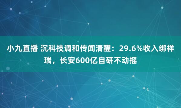 小九直播 沉科技调和传闻清醒：29.6%收入绑祥瑞，长安600亿自研不动摇