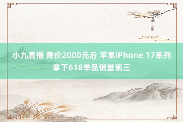 小九直播 降价2000元后 苹果iPhone 17系列拿下618单品销量前三