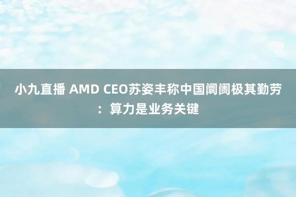 小九直播 AMD CEO苏姿丰称中国阛阓极其勤劳：算力是业务关键
