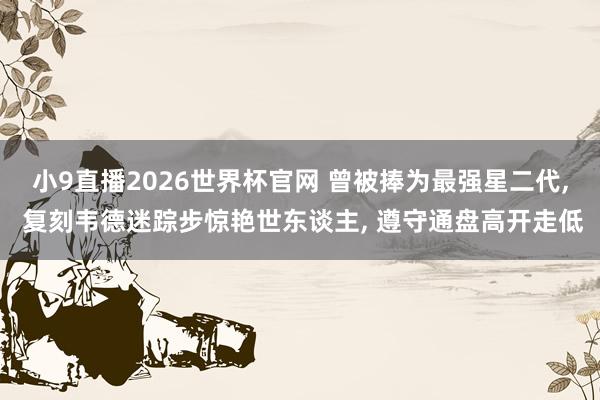 小9直播2026世界杯官网 曾被捧为最强星二代， 复刻韦德迷踪步惊艳世东谈主， 遵守通盘高开走低