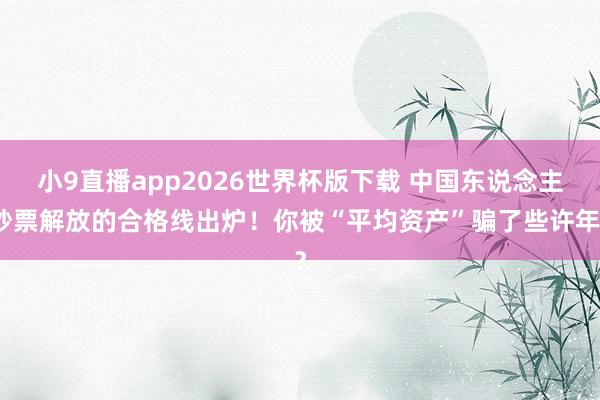 小9直播app2026世界杯版下载 中国东说念主钞票解放的合格线出炉！你被“平均资产”骗了些许年？