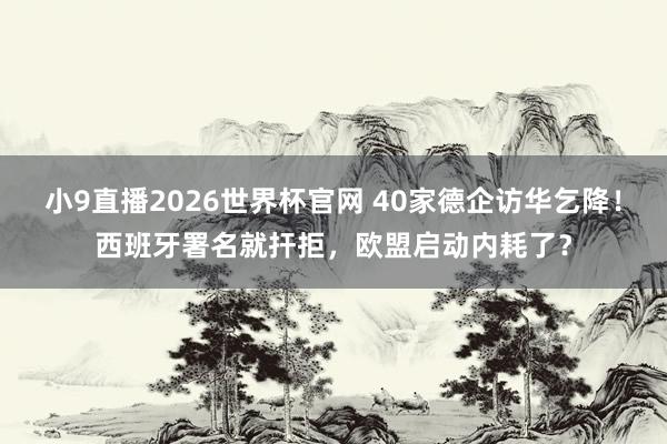 小9直播2026世界杯官网 40家德企访华乞降！西班牙署名就扞拒，欧盟启动内耗了？