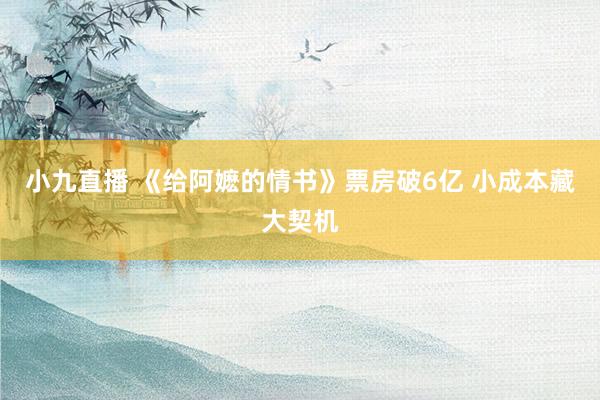 小九直播 《给阿嬷的情书》票房破6亿 小成本藏大契机
