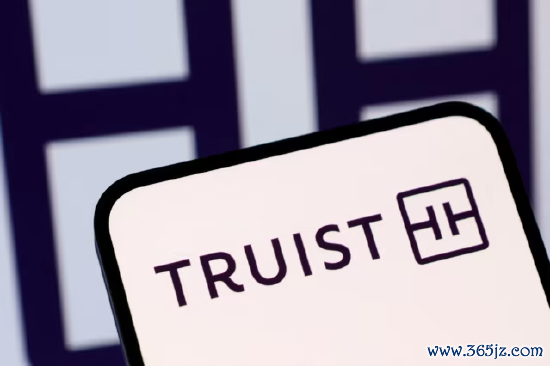 手机屏幕上的 Truist 金融品牌标记插画