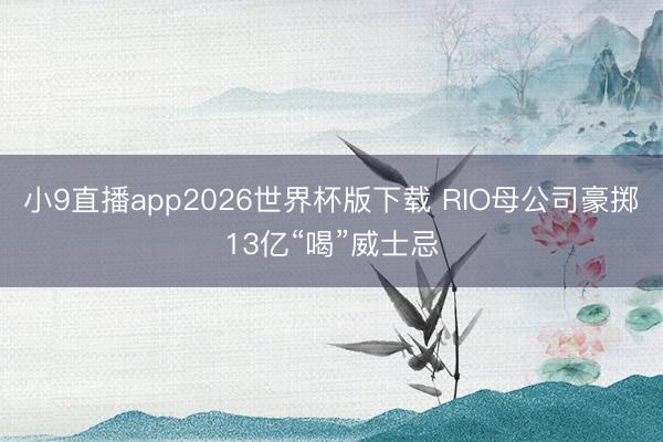 小9直播app2026世界杯版下载 RIO母公司豪掷13亿“喝”威士忌